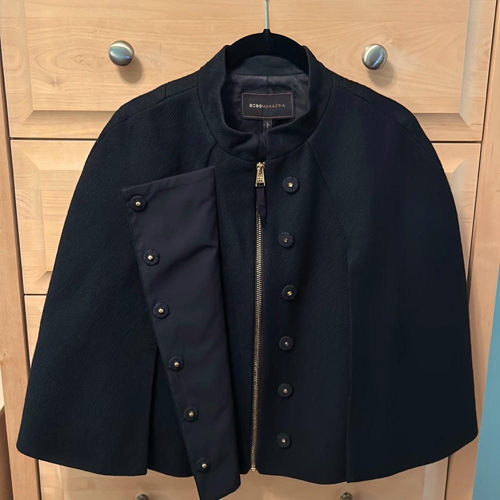 BCBG MAXAZRIA Wool Zip Cape